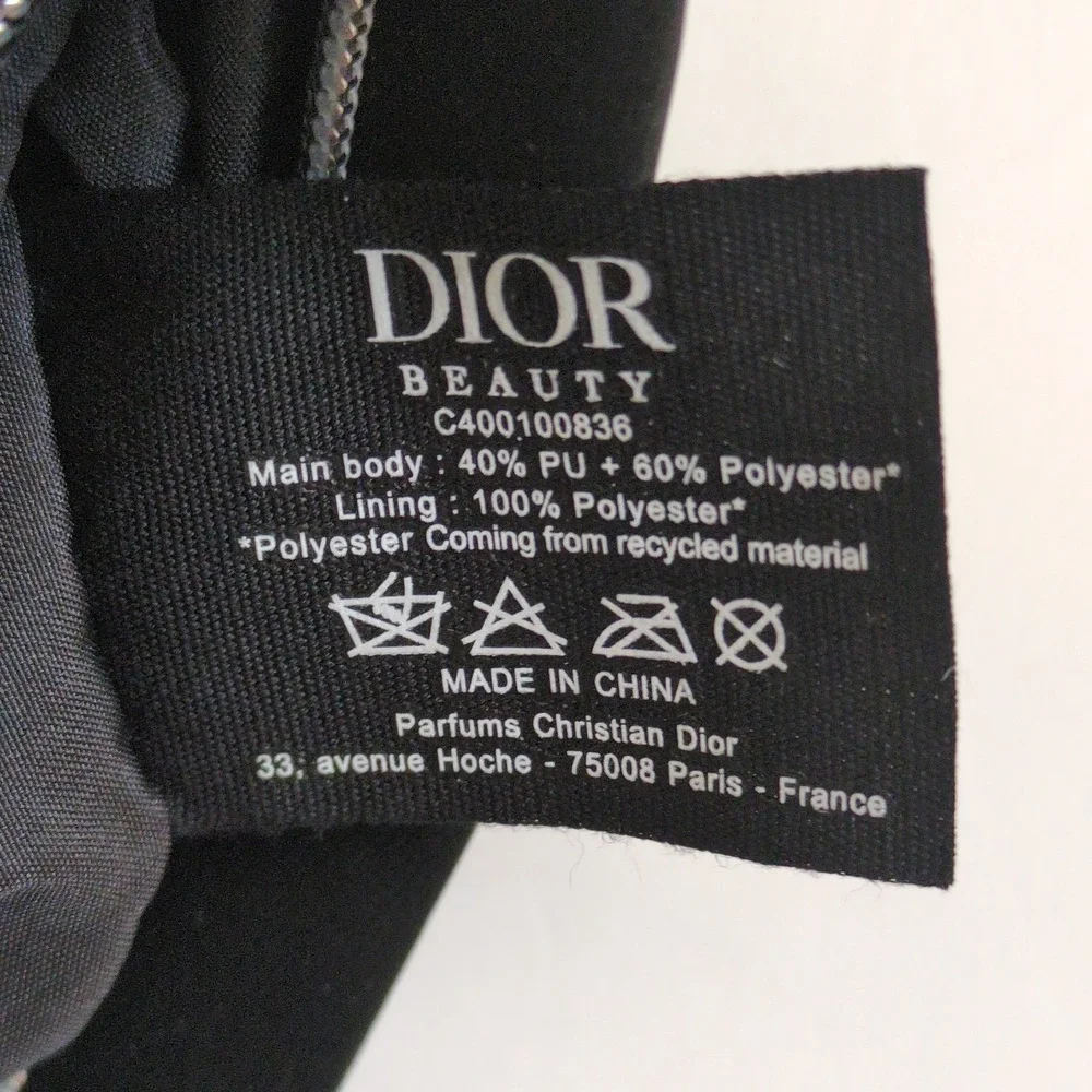 Dior Beauty Makeup Pouch Black Silver Logo Zipper Clutch One Size